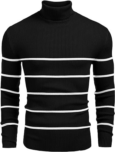 Ribbed Slim Fit Knitted Pullover Turtleneck Sweater - Image 3
